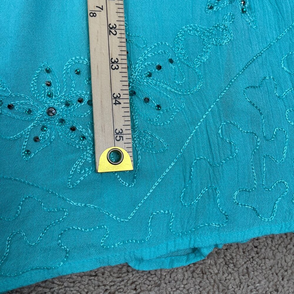 Raya Sun Dress Womens M Blue Ombre Rhinestone Fairy Bohemian Hippie Flowy India - Picture 9 of 11